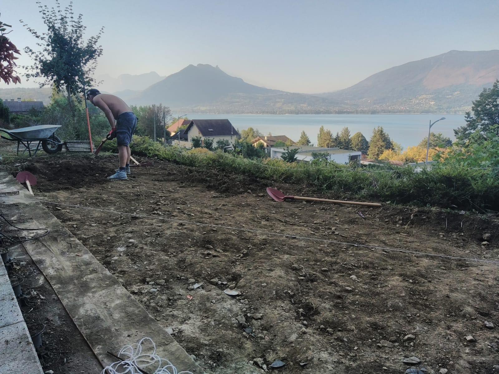 réaliser une terrasse en bois luxe à Annecy, image pendant les travaux