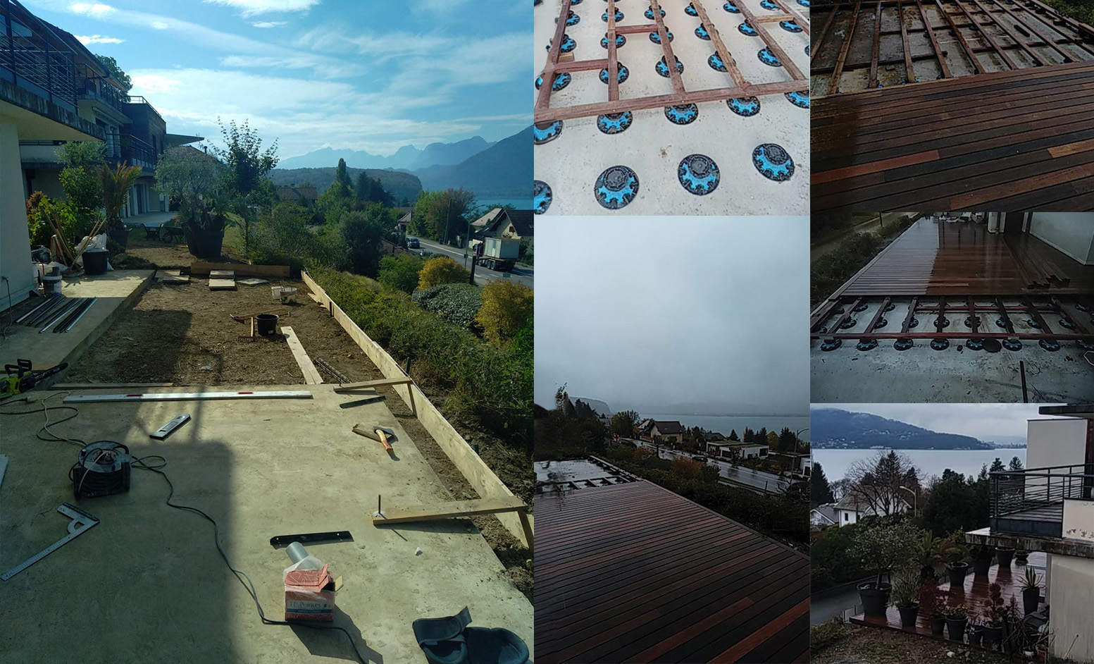 artisan rénove une terrasse, terrasse en bois près d'Annecy